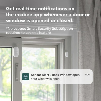 ecobee Smart Sensor for Doors & Windows 2 Pack - Wifi Contact Sensor for Home Security, Energy Savings - Compatible with Smart Thermostats - Temperature sensor, white