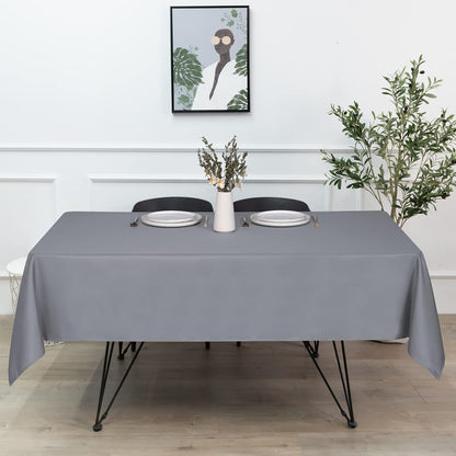 sancua Rectangle Tablecloth - 90 x 156 Inch - Water Resistant Spill Proof Washable Polyester Table Cloth, Decorative Fabric Table Cover for Dining Tables, Buffet Parties and Camping, Light Grey