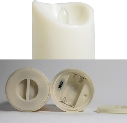Waterproof Outdoor Battery Operated Flameless Candles with Auto Timer Flickering Plastic Resin Electric LED Pillar Lights for Lantern Patio Garden Wedding Party Decorations 3x5 Inches Ivory 2 Pack