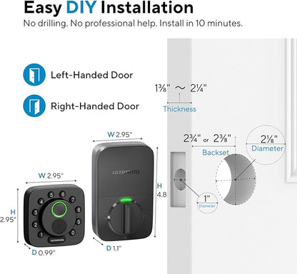 ULTRALOQ Bolt SE Smart Lock, Built-in Wi-Fi, Matter Over Thread, Works with Apple Home, Alexa, Google, 7-in-1 Keyless Entry Deadbolt with Fingerprint ID, App, Keypad, Remote Control, 18 Months Battery