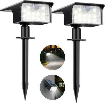 Nipify Solar Spot Lights Outdoor Motion Sensor, [2 Pack/62 LED]3 Modes Solar Landscape Spotlights Outdoor Waterproof, 2-in-1 Solar Lights Outdoor Pathway Lights for Yard Garden Wall Patio, Cool White