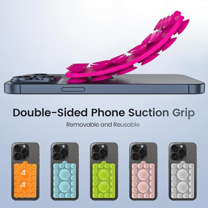Silicone Suction Phone Holder Mount,Silicon Adhesive Phone Accessory for iPhone and Android, Hands-Free Mirror Shower Phone Holder,TikTok Videos and Selfies (Rose Pink 2Pack, Double Sided)