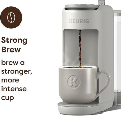 Keurig K-Mini Mate Plus Single-Serve K-Cup Pod Coffee Maker, Compact, 3 Cup Sizes, Brew Over Ice and Strong Button Features, 50 oz Removable Reservoir, Warm Stone