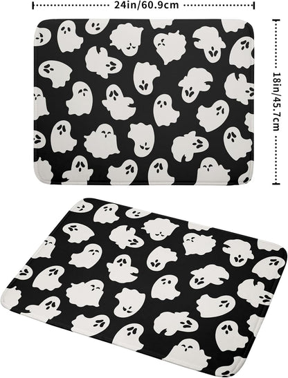 Halloween Dish Drying Mat for Kitchen Counter Cute Ghost Holiday Super Absorbent Reversible Microfiber Kitchen Countertop Protector Dishes Pad Large 18x24 inch