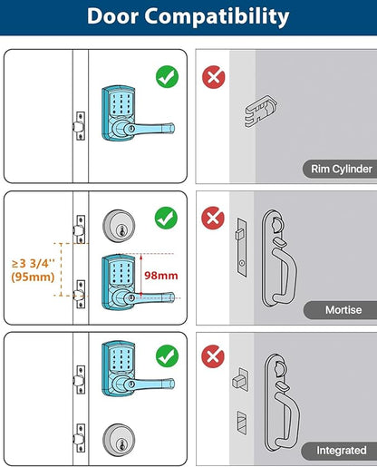 HIDALIFE Keyless Entry Door Lock with Keypad and Handle for Front Doors, Touchscreen, Anti-peep Password, Auto-Locking, Matte Black 4 Pack