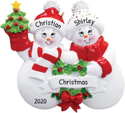 Personalized Our First Christmas Ornament 2025 Snowman Couple Ornaments Snowpeople Couples Ornament 2025 Family of 2 Snowman for a Couple Ornaments Frosty Friends Couples Unique Gifts