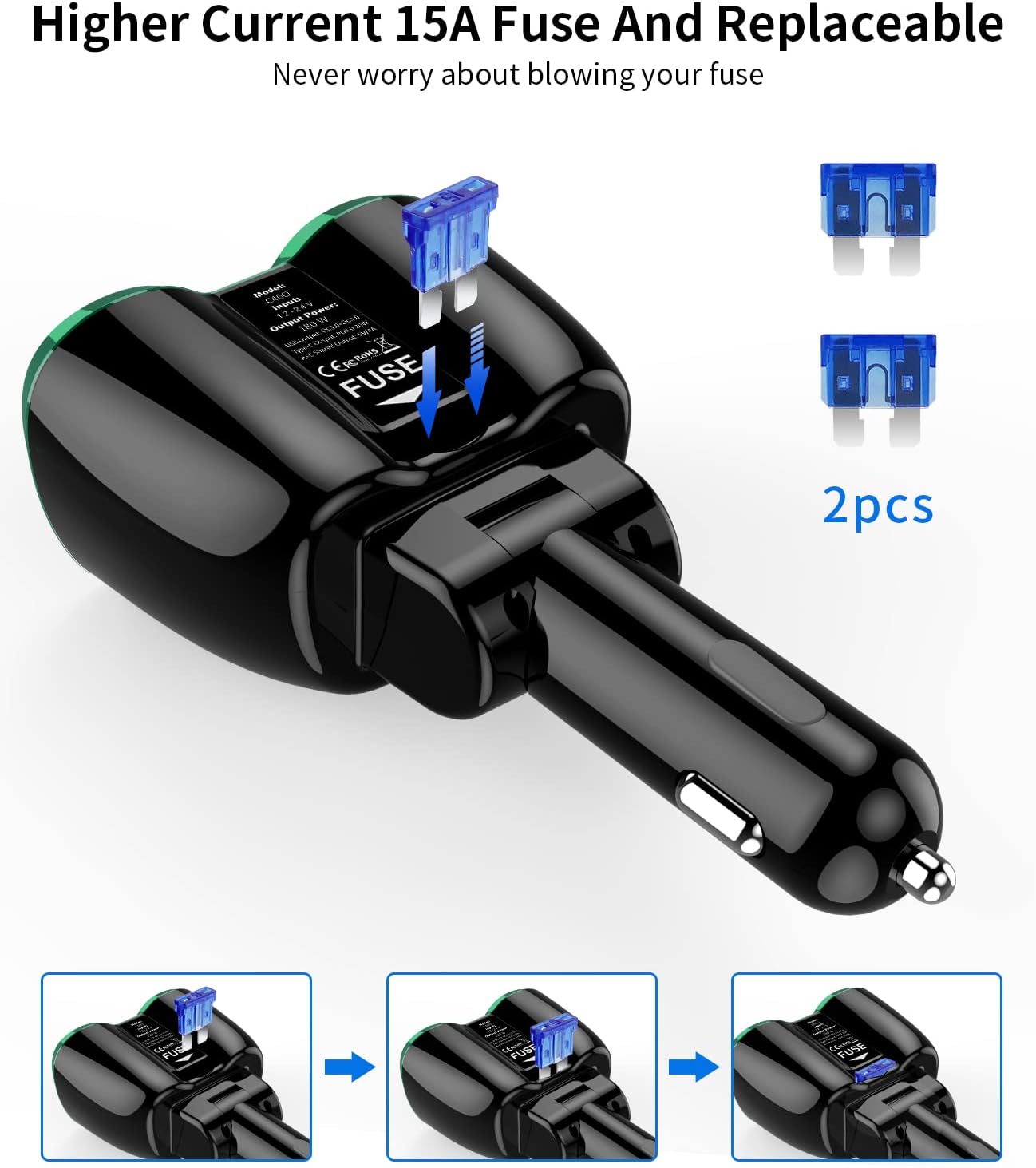 [2025 Upgraded] Cigarette Lighter Splitter, SUPERONE 180W 2-Socket Cigarette Lighter Adapter with Dual QC3.0 and 20W PD USB C Car Charger Splitter for GPS/Dash Cam/Laptop/iPad/iPhone 16/15/14/13/12/11