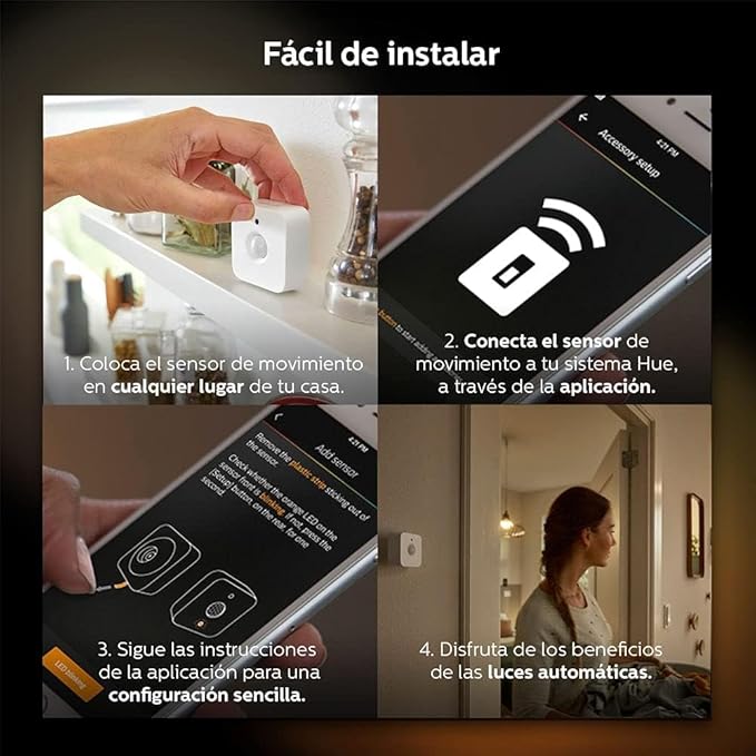 Philips Hue Indoor Motion Sensor for Smart Lights (Requires Hue Hub, Installation-Free, Smart Home, Exclusively for Philips Hue Smart Bulbs)