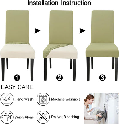 JQinHome Sage Green Chair Covers for Dining Room Set of 6, High Stretch Removable Washable Parsons Chair Slipcover for Home Party Hotel Wedding Ceremony (6PCS,Sage Green)