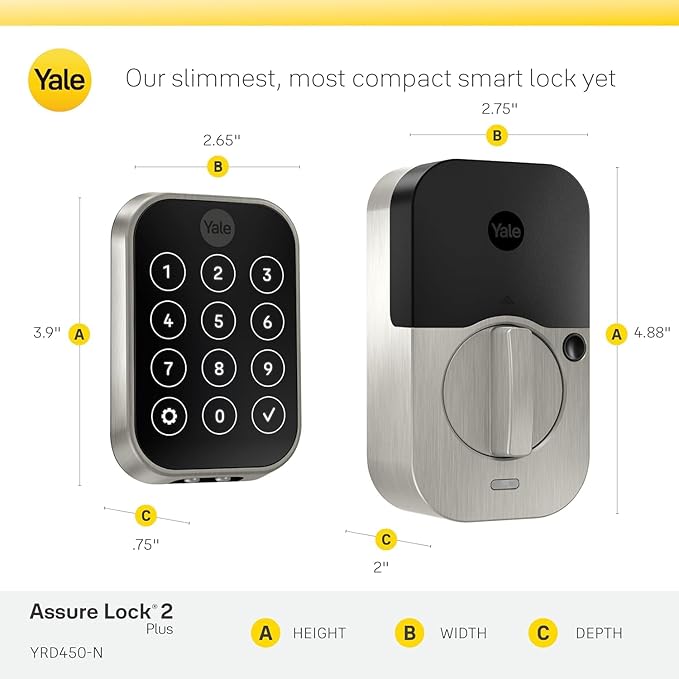 Yale Assure Lock 2 Plus Apple Home Keys, Bronze Keyless Entry Door Lock with Keypad for Code Entry Lock and Auto-Unlock (No Wi-Fi) Remote Access Requires Apple Home Hub via HomeKit, ‎YRD450-N-BLE-0BP