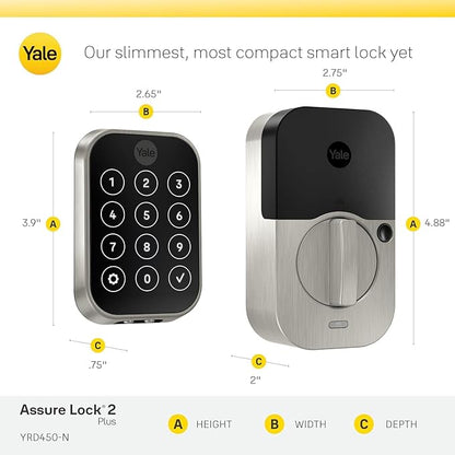 Yale Assure Lock 2 Plus Apple Home Keys, Bronze Keyless Entry Door Lock with Keypad for Code Entry Lock and Auto-Unlock (No Wi-Fi) Remote Access Requires Apple Home Hub via HomeKit, ‎YRD450-N-BLE-0BP