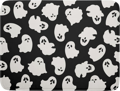 Halloween Dish Drying Mat for Kitchen Counter Cute Ghost Holiday Super Absorbent Reversible Microfiber Kitchen Countertop Protector Dishes Pad Large 18x24 inch