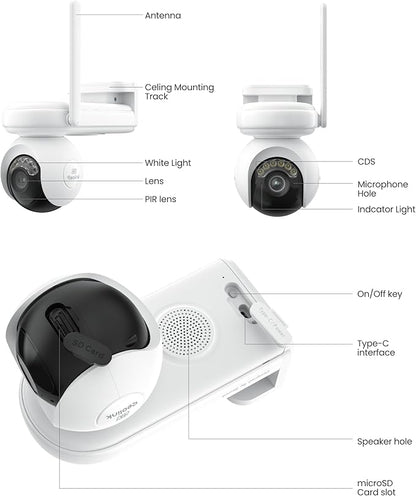 REOLINK Altas PT Ultra - 4K Security Camera Outdoor, 500 Days Battery Life, ColorX Night Vision Solar Camera Outdoor Wireless, 360° Pan Tilt Auto Tracking, Dual-Band Wi-Fi 6, Smart Detection