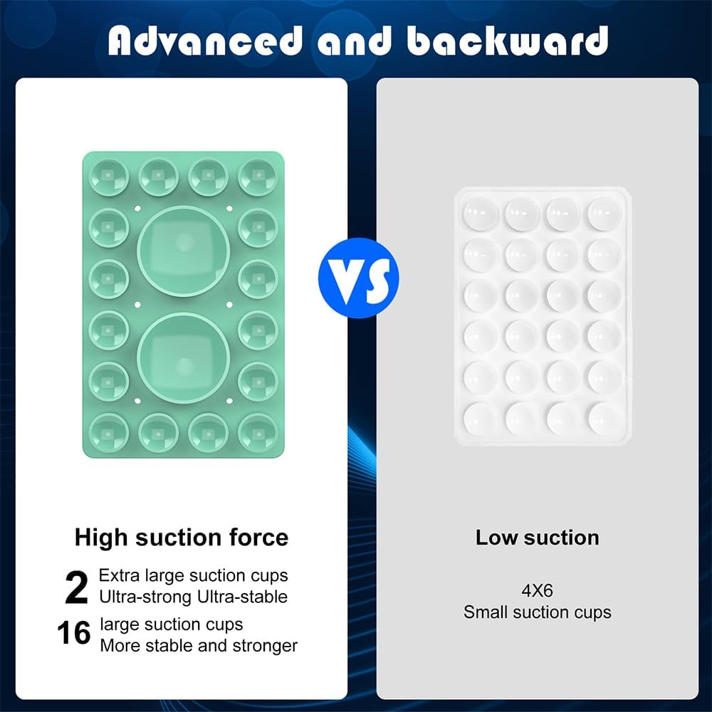 Silicone Suction Phone Holder Mount,Silicon Adhesive Phone Accessory for iPhone and Android, Hands-Free Mirror Shower Phone Holder,TikTok Videos and Selfies (Green, Single Sided)