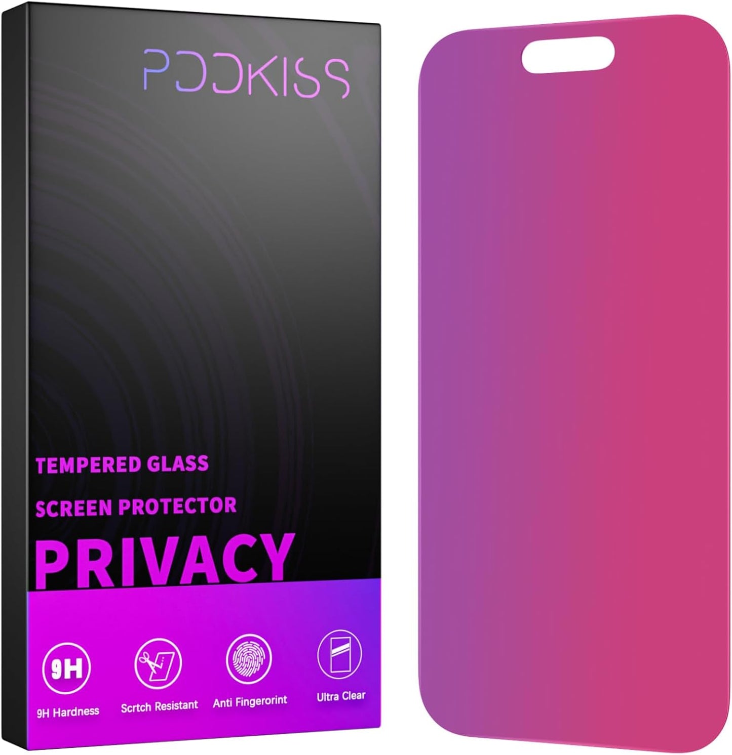 Compatible for iPhone 15 Pro Max Privacy Screen Protector Tempered Glass 6.7 Inch, Pink Gradient Anti Spy Anti Blue Light HD Easy Installation