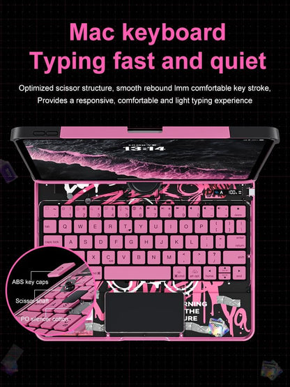 Transparent 360 for iPad Keyboard case with Wireless Keyboard for iPad Air 13 inch(M3/M2, 2025/2024), Trackpad, 7 Color Backlight, 360° Rotating Stand for iPad Pro 12.9" 2018-2022(6/5/4/3 Gen)