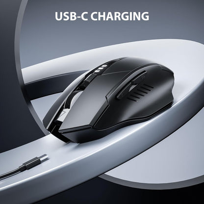 INPHIC Wireless Mouse Rechargeable, Upgraded Visible Battery, 2400 DPI, Silent Ergonomic Computer Wireless Mouse for Laptop, Mac, PC etc.