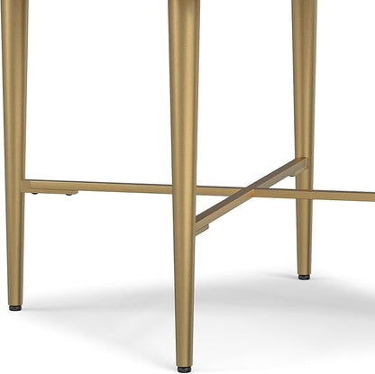 SIMPLIHOME Fallon End Table - 20 inch Wide Solid Mango Wood Square Accent Table with Open Storage Compartment and Gold Metal Base in Natural, Contemporary Nightstand for Living Room or Bedroom