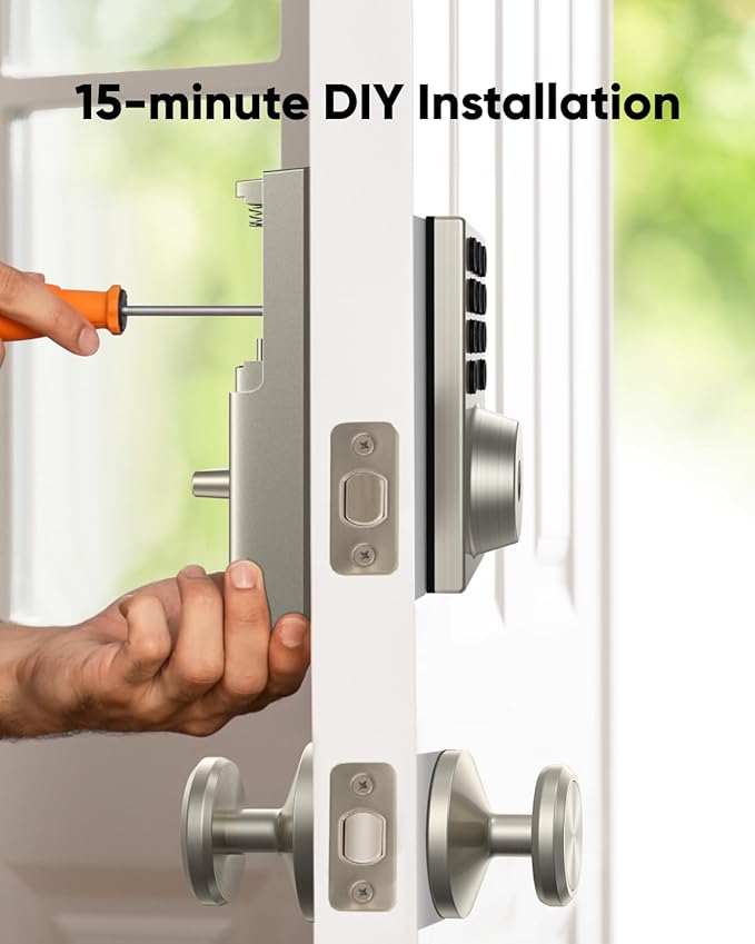 eufy Security Smart Lock C30, Keyless Entry Door Lock, Built-in WiFi Keypad Deadbolt for Front Door, No Bridge Required, Easy Installation, App Remote Control, Reliable Power, BHMA Grade 3, Nickel