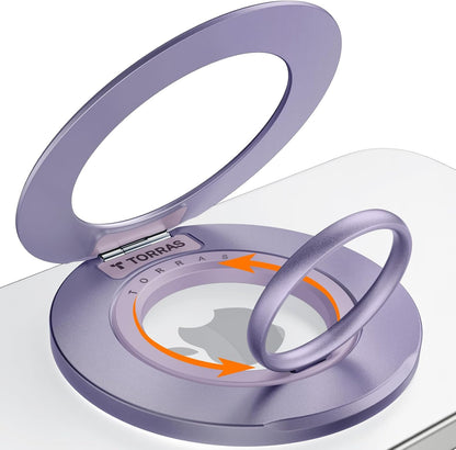 TORRAS 2025 Upgrade [Dual-Ring] Fit for MagSafe Phone Grip Ring Holder [Dual-Ring] Compatible with MagSafe Kickstand Magnetic for iPhone 16/15/14/13/12/11 Samsung, Google Accessories, Purple