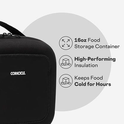 Corkcicle Lunchpod Insulated Lunch Bag - Crush-Proof Design - Food Safe Interior - Exterior & Interior Pockets - 11” x 8.75” x 4” - Summer Gift - Keeps Food Cold - Black Neoprene