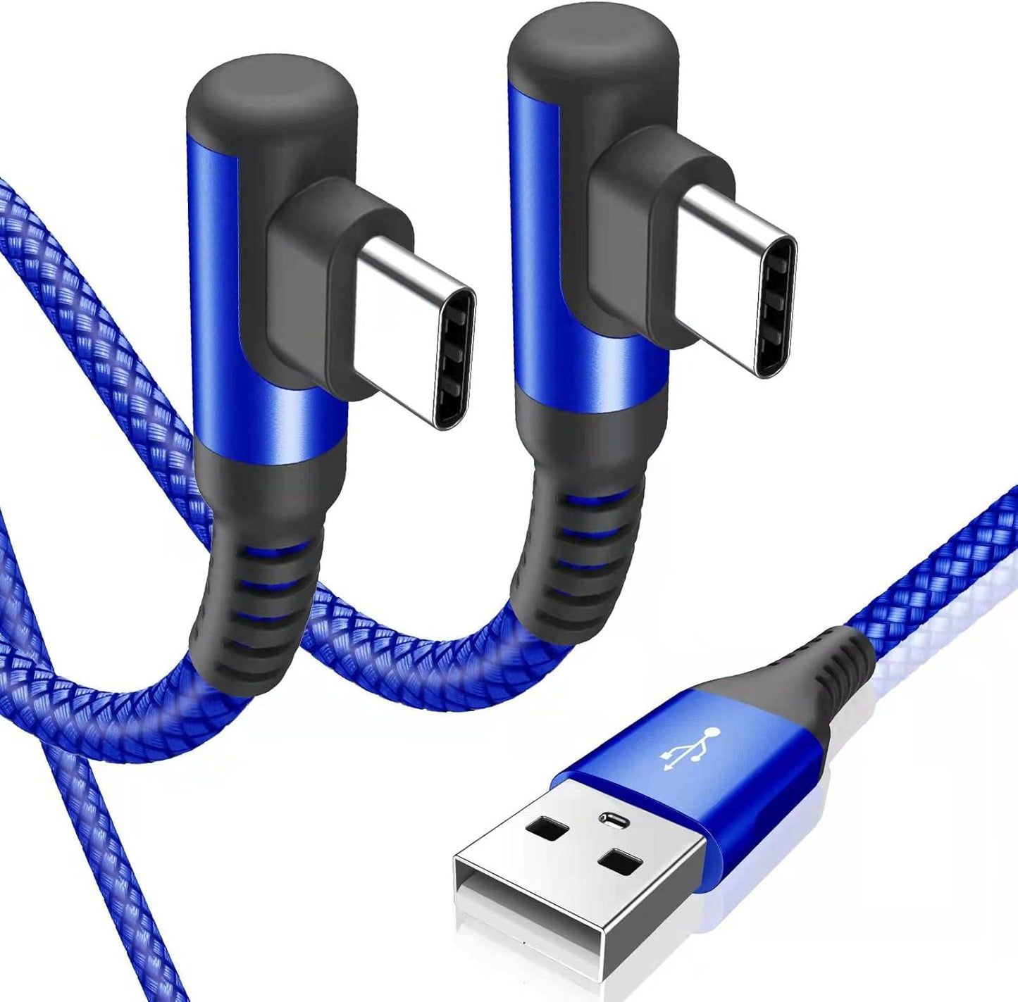 sweguard USB Type C Charger Cable Right Angle [2-Pack,3.3FT] iPhone 15 Charger Nylon Braided Cord for iPhone 16 15 Pro Max Samsung Galaxy S25 S24 S23 S22 S21 S20 S10 S9 Note A15 A55 Flip Pixel LG Moto