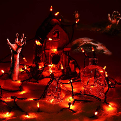 Brizled Orange Halloween Lights, 33ft 100 LED Halloween String Lights, 120V UL Certified Connectable Orange Light String Mini Tree Light Black Wire for Indoor & Outdoor Party Christmas Tree Decoration
