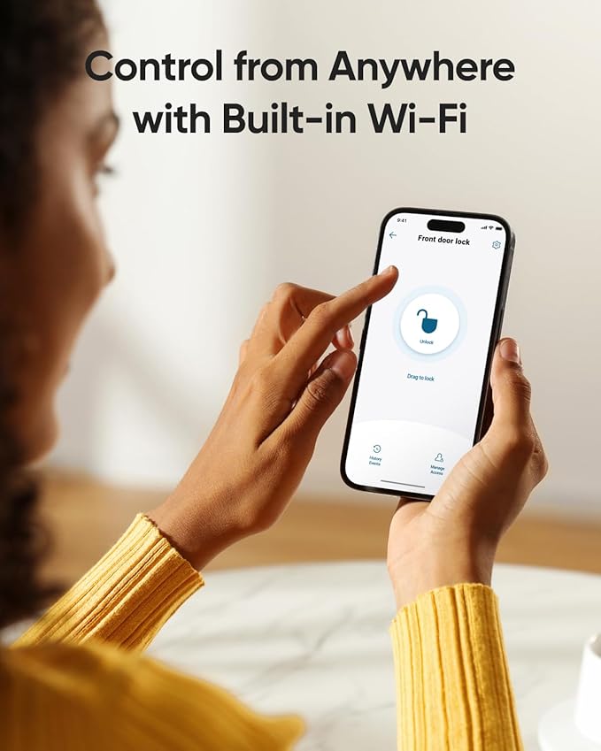 eufy Security Smart Lock C220 with Door Lever, Fingerprint Keyless Entry Door Lock, Built-in Wi-Fi, App Remote Control, Front Door Deadbolt, 8 Months Battery, Reliable Power, IP53 Waterproof