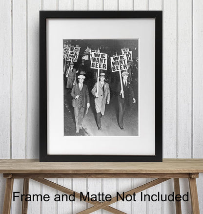 Vintage Prohibition Beer Poster LARGE 11x14 - Unique Wall Art Decor for Home, Bar, Cafe - Funny Saying Retro Art Print - Bar Room Decor - Vintage Decorations - Bar Art - Retro Decor - Funny Saying