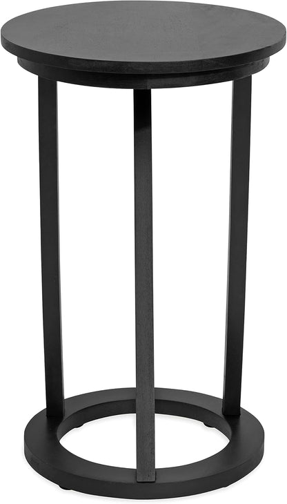 Kate and Laurel Aja Modern Side Table, 15 x 15 x 23, Black, Decorative Modern Geometric Wood Bedroom Nightstand Table with Round Tabletop and Unique Slanted Legs