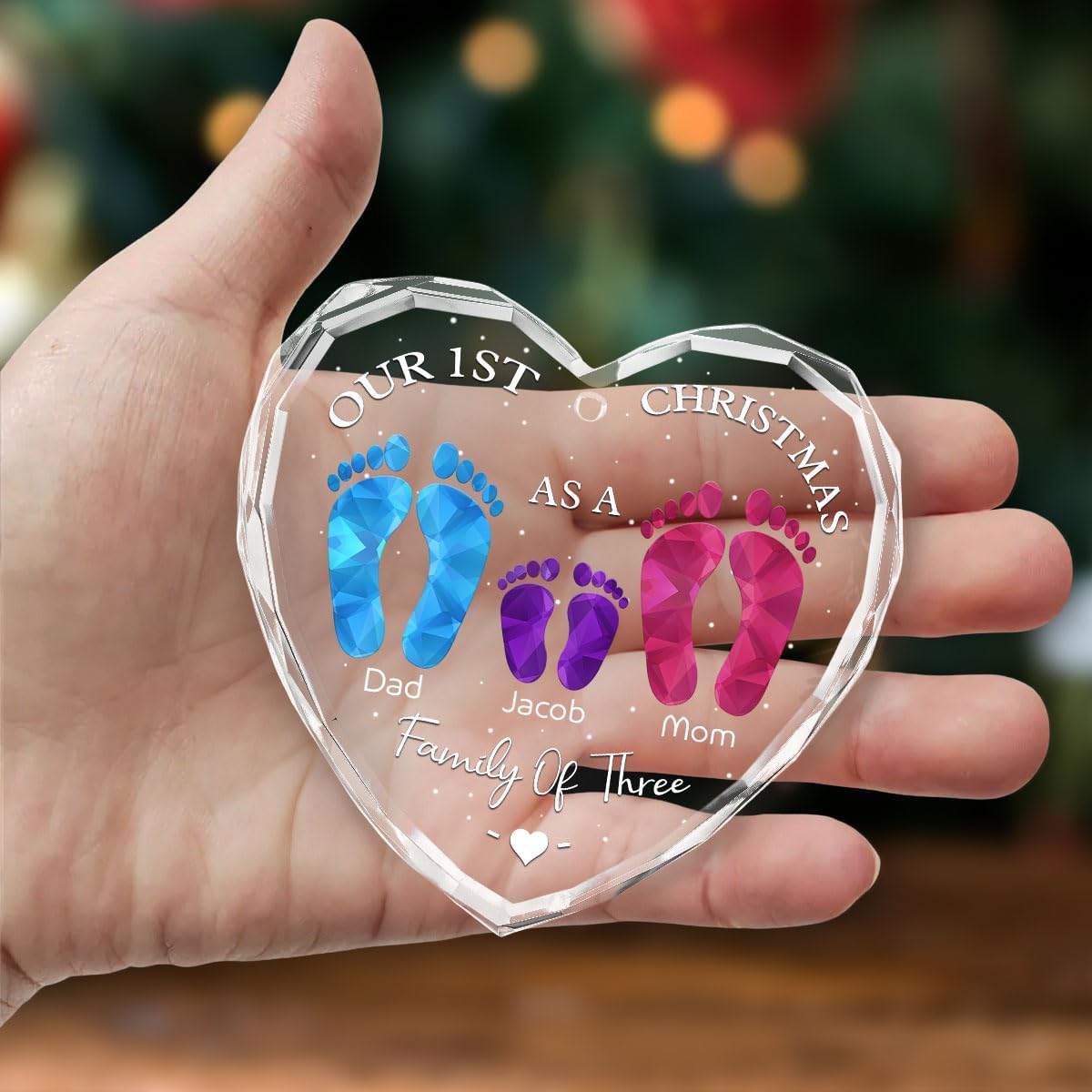 First Christmas As A Family - Personalized Custom Glass Ornament for Family of 8 People and Pets, 1st Xmas Family Ornament 2025 Baby's First Christmas