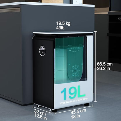 Smart 19L Electric Composter for Kitchen, Filter No Need to Change, Not Dehydration Tec, Add Waste Anytime Compost Machine, Electric Compost Bin Kitchen
