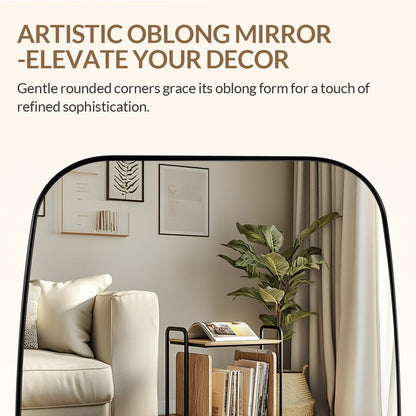 ANDY STAR 30x40” Black Bathroom Mirror, Oblong Vanity Mirror with Stainless Steel Metal Frame, Matte Black Oval Mirror for Over Sink, Modern Anti Rust Wall Mounted
