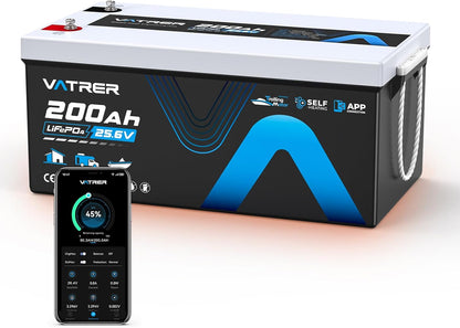 24V 200AH Bluetooth Low/High Temp Cutoff LiFePO4 Lithium Battery with Self-Heating, Built-in 200A BMS, Rechargeable Battery with 5.12kW for RV/Camper, Solar Home & Off-Grid Setup, Backup