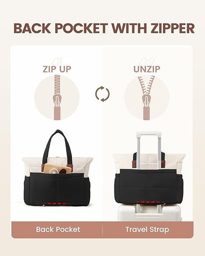 LOVEVOOK Tote Bag for Women,Light Puffer Tote Bag with Multi-pockets,Stylish Carry on Laptop Bags for Daily,Travel,Work,Gym | with Multi-pockets, Stylish, Carry on, for Daily, Travel, Work