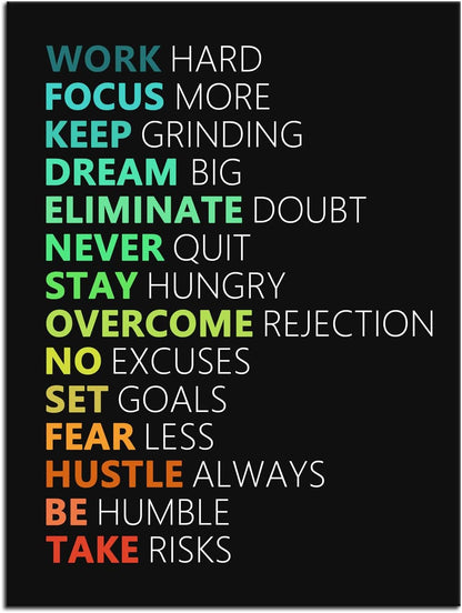 WYJZDZQ8 Motivational Poster Inspirational Canvas Wall Art Motivation Canvas Prints Artwork for Office Living Room Gym Modern Home Decor Painting Stretched and Framed Ready to Hang [18''Wx 24''H]