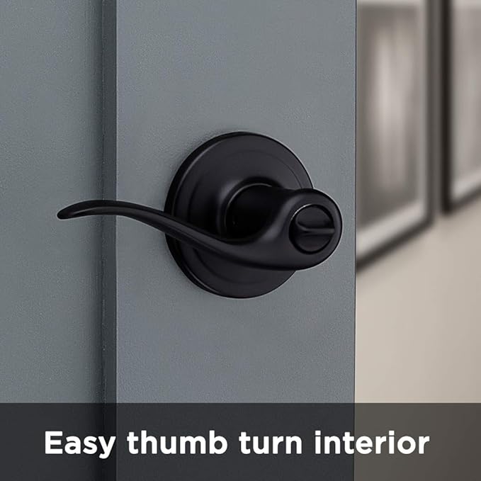 Kwikset Tustin Entry Door Handle with Lock and Key, Secure Keyed Reversible Lever Exterior, For Front Entrance and Bedrooms, Matte Black, Pick Resistant Smartkey Rekey Security and Microban
