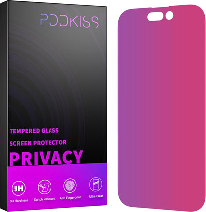 Compatible for iPhone 14 Pro Privacy Screen Protector Tempered Glass 6.1 Inch, Pink Gradient Anti Spy Anti Blue Light HD Easy Installation