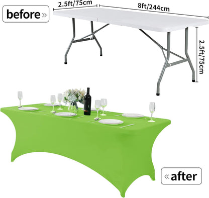 Spandex Table Cover for 8FT or 4ft or 6ft Table Universal Fitted Stretch Tablecloth for Party, Banquet, Wedding and Events-Apple Green