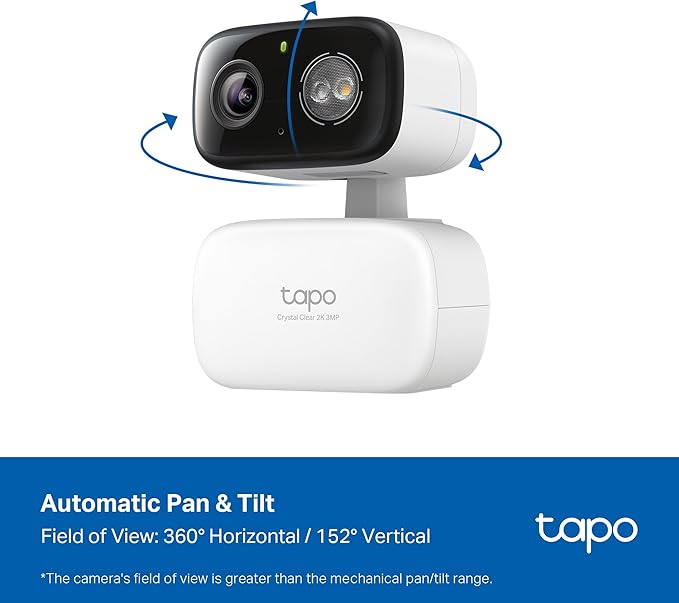 Tapo 2K Indoor/Outdoor Pan/Tilt Wired Security Camera - Baby Monitoring, Person & Baby Cry Detection, 360° Motion Tracking, Color Night Vision, Subscription-Free Local Storage or Optional Cloud, C216