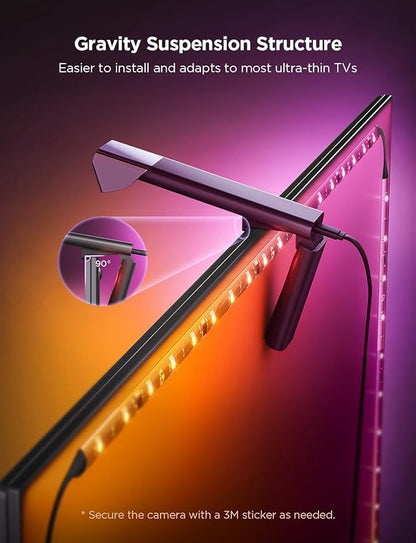 Govee TV Backlight 3 Lite with Fish-Eye Correction Function Sync to 40-50 Inch TVs, 7.8ft RGBICW Wi-Fi LED Strip Lights with Camera, 4 Colors in 1 Lamp Bead, Voice and APP Control, Adapter