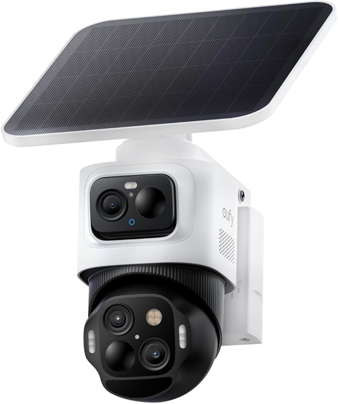 eufy Security eufyCam S4,4K Solar Camera Wireless Outdoor, Triple Lens Bullet-PTZ Cam, 360° View, 8X Auto Zoom, AI Recognition,AI Track, Color Night Vision, 0 Monthly Fee, Local Storage