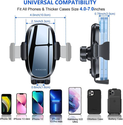 Miracase Phone Holders for Your Car with Metal Hook Clip, Air Vent Cell Phone Car Mount, Hands Free Universal Automobile Cradle Fit for iPhone Android and All Smartphones, Classic Black