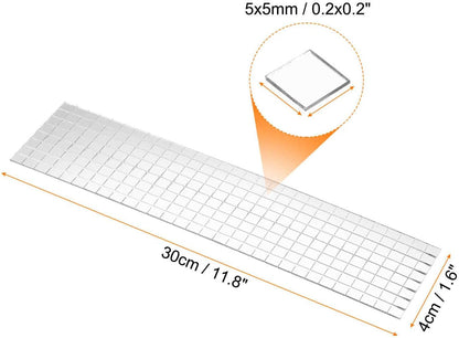 HARFINGTON 15 Sheet 7200 Pieces Self Adhesive Mirror Mosaic Tiles 5x5mm Small Square Mirror Tiles Sticker Disco Ball Stickers Mini Glass Tiles for DIY Craft Party Home Decoration, Silver