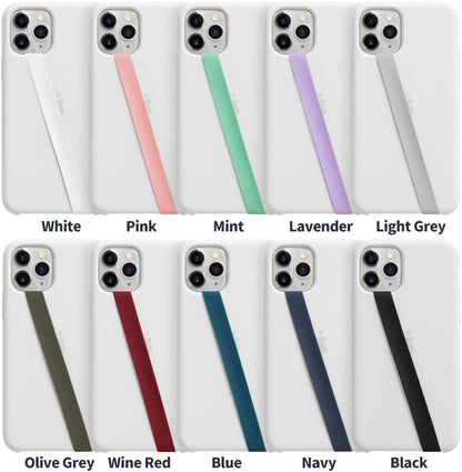 Sinjimoru Stretchable Silicone Phone Strap, Flexible and Elastic Grip Holder for iPhone & Android, Secure Phone Loops Finger Grip with Wireless Charging Support Sinji Loop White