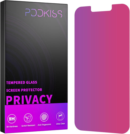 Compatible for iPhone 12/iPhone 12 Pro Privacy Screen Protector Tempered Glass 6.1 Inch, Pink Gradient Anti Spy Anti Blue Light HD Easy Installation
