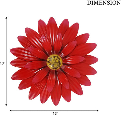 Metal Flowers Outdoor Decor 13" Metal Sunflower Wall Art Decorations Sunflower Wall Decor for Kitchen Living Room Porch Garden Yard