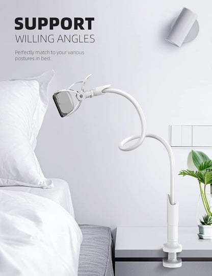 Lamicall Phone Holder, Gooseneck Mount, Compatible with 4-7'' Smartphones and Desktops, Adjustable Arm and Non-Slip Base, Easy to Install and Use