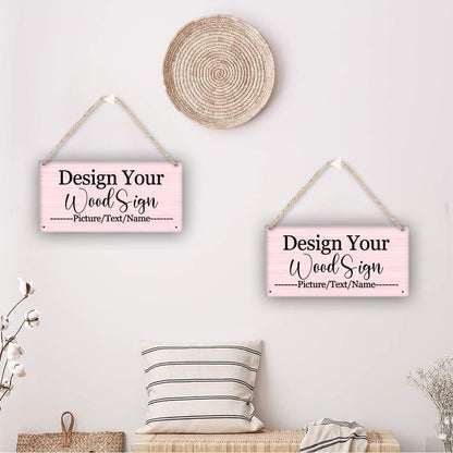 Personalized Rustic Wooden Sign, Custom Plaque Wall Hanging, Art Wood Board Sign for House, Customized Name Sign, Gifts for Family Members Teachers Friends 11.8x5.9 inch