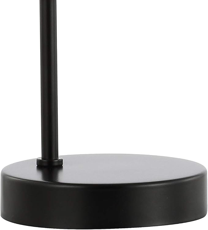 JONATHAN Y 18.25" Black Arco Arched Iron and Glass Globe LED Table Lamp, Minimalist Mid-Century Modern Desk Lamp for Living Room Bedroom, White Glass Shade, LED Bulb Included JYL6010A